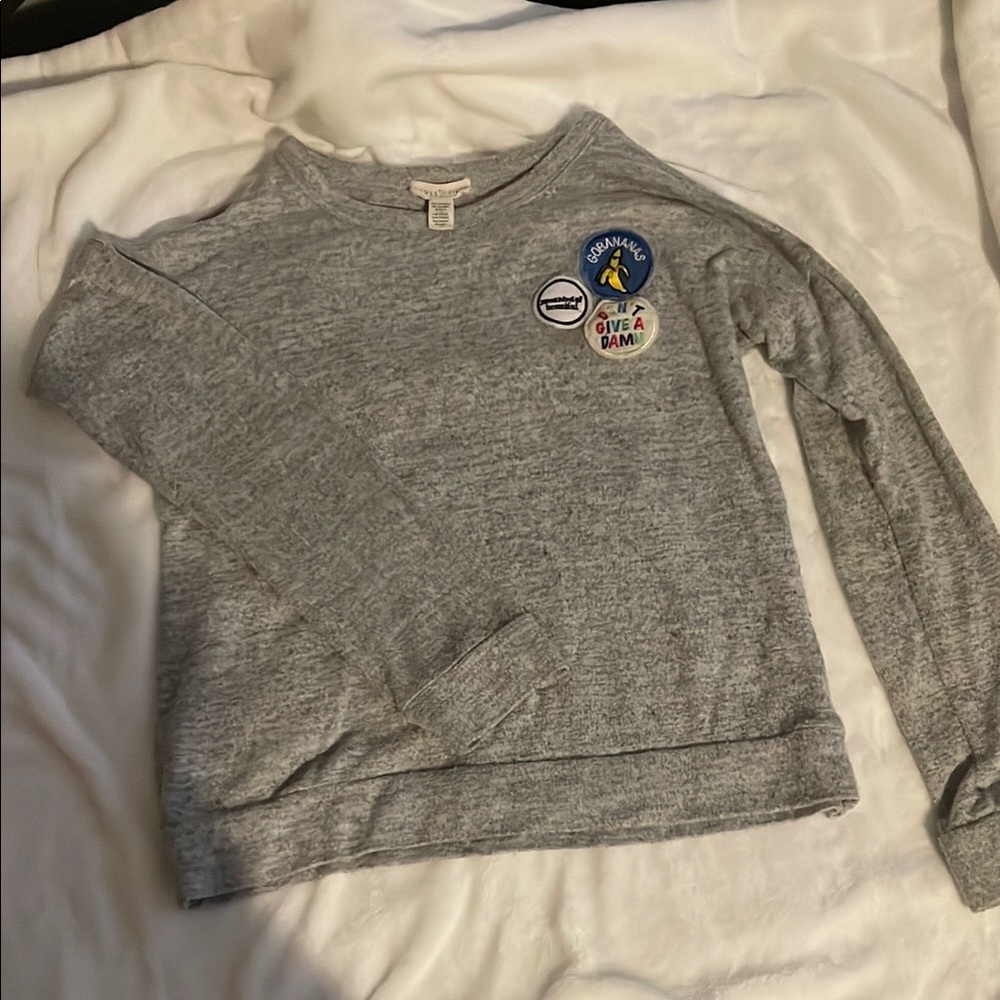 Gray Cold Shoulder Graphic Sweatshirt